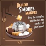 Nostalgia Indoor Electric Stainless Steel S'Mores Maker with 4 Lazy Susan Compartment Trays for Graham Crackers, Chocolate, Marshmallows and 4 Roasting Forks, Brown - Image 2