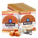 Rip Van Wafels Dutch Caramel & Vanilla Stroopwafels - Healthy Snacks - Non GMO Snack - Keto Friendly - Office Snacks - Low Sugar (3g) - Low Calorie Snack - 12 Count
